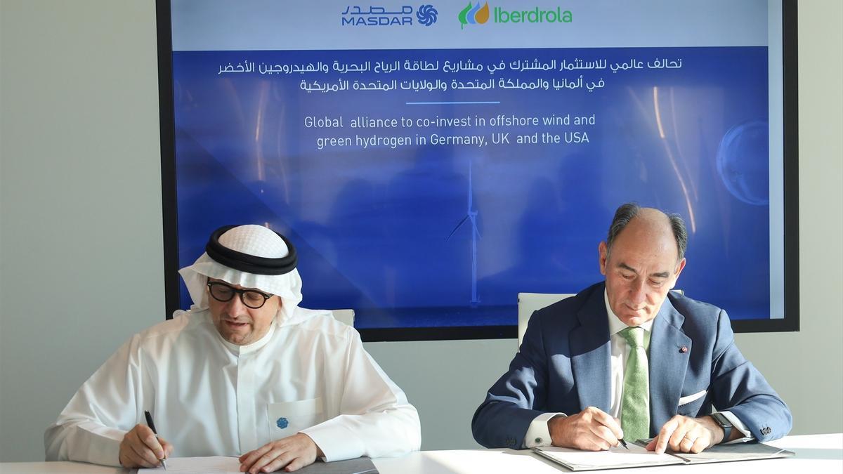 Iberdrola y Masdar invertirán conjuntamente hasta 15.000 millones en eólica marina e hidrógeno verde.