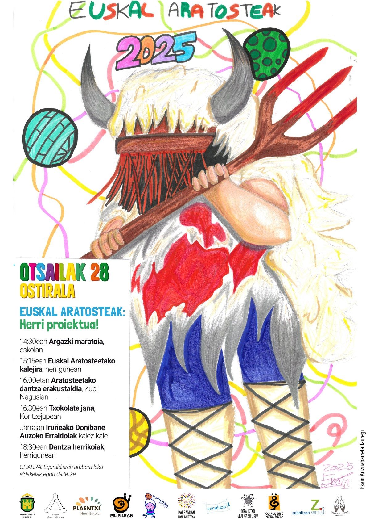 Cartel anunciador de la iniciativa Euskal Aratosteak, diseñado por Ekain Ariznabarreta