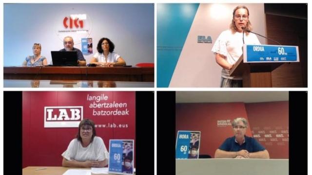 Rueda de prensa ELA, LAB, CIG e Intersindical Catalana