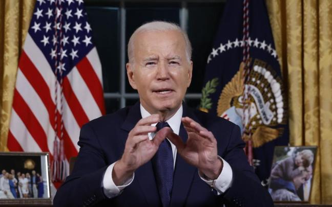 Joe Biden se dirige a la nación en un discurso televisado.