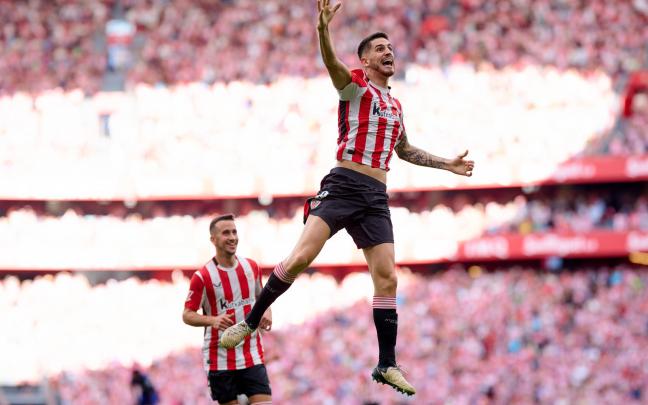 Oihan Sancet celebra efusivamente ante el Getafe el primero de sus quince goles de esta temporada. / ATHLETIC CLUB Oihan Sancet celebra efusivamente ante el Getafe el primero de sus quince goles de esta temporada. / ATHLETIC CLUB