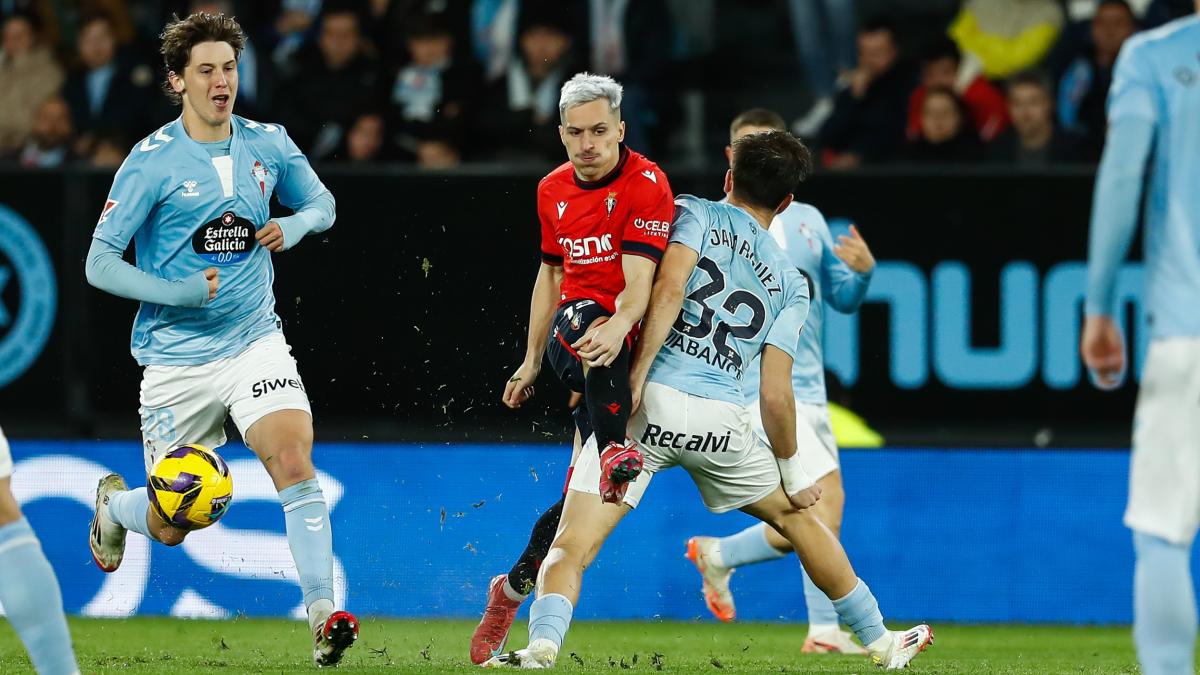 Bryan Zaragoza en imagen durante el Celta-Osasuna. Foto: CA OSASUNA