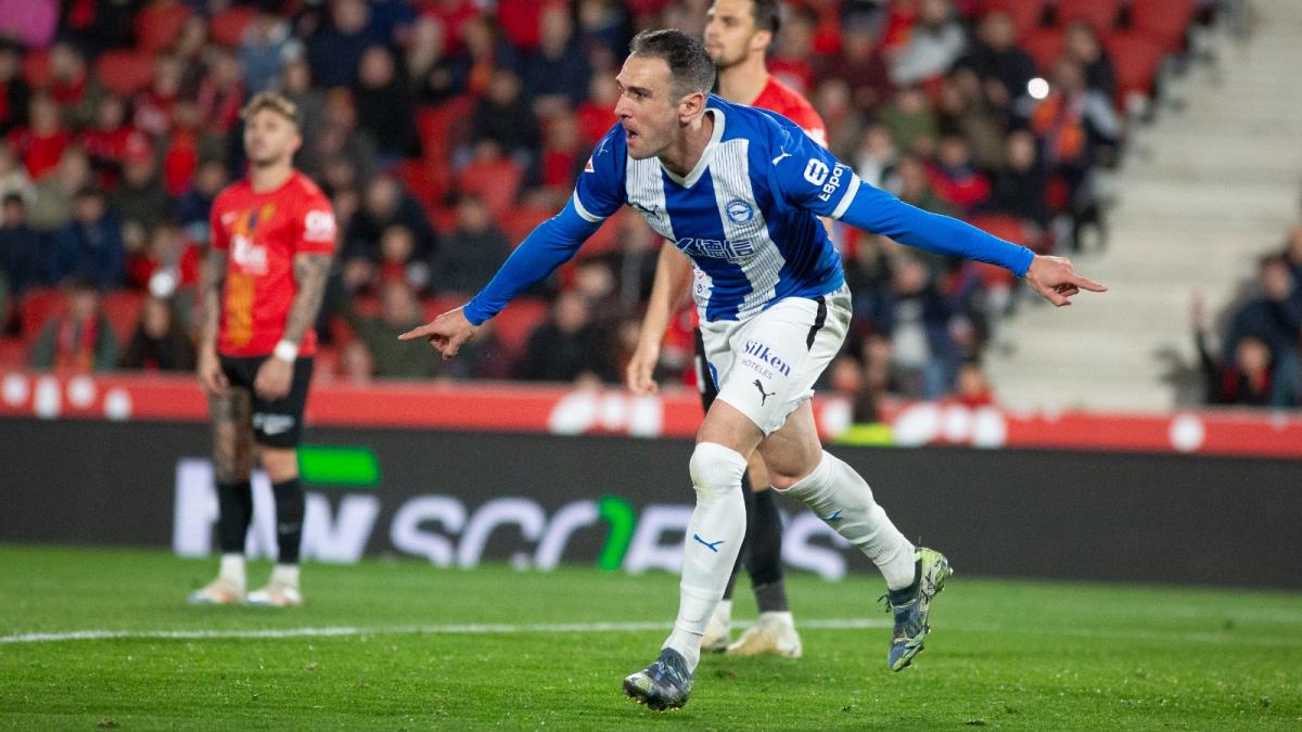 Kike García en imagen celebrando el gol contra el RCD Mallorca. Foto: Deportivo Alavés