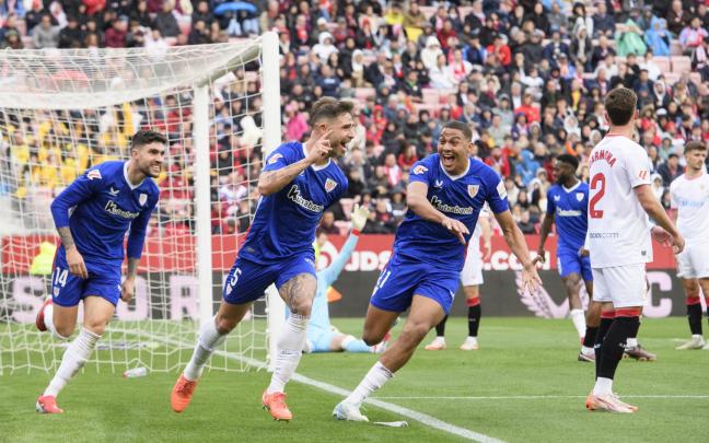Yeray celebra el solitario gol que dio el triunfo en la última visita al Sánchez Pizjuán. / ATHLETIC CLUB