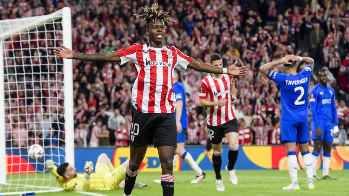 Nico Williams celebra su gol sobre el Rangers en su última aparición. / ATHLETIC CLUB