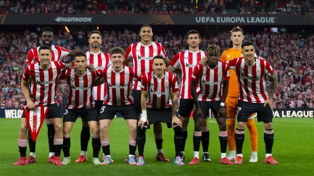 Once titular rojiblanco en ese partido frente al Manchester United con Yeray formando el segundo de pie. / ATHLETIC CLUB Once titular rojiblanco en ese partido frente al Manchester United con Yeray formando el segundo de pie. / ATHLETIC CLUB