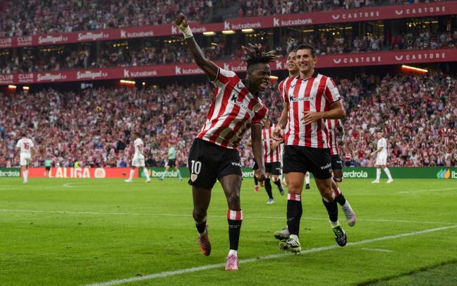Nico Williams celebra el primer gol del partido ante el Sevilla / Athletic Club Nico Williams celebra el primer gol del partido ante el Sevilla / Athletic Club