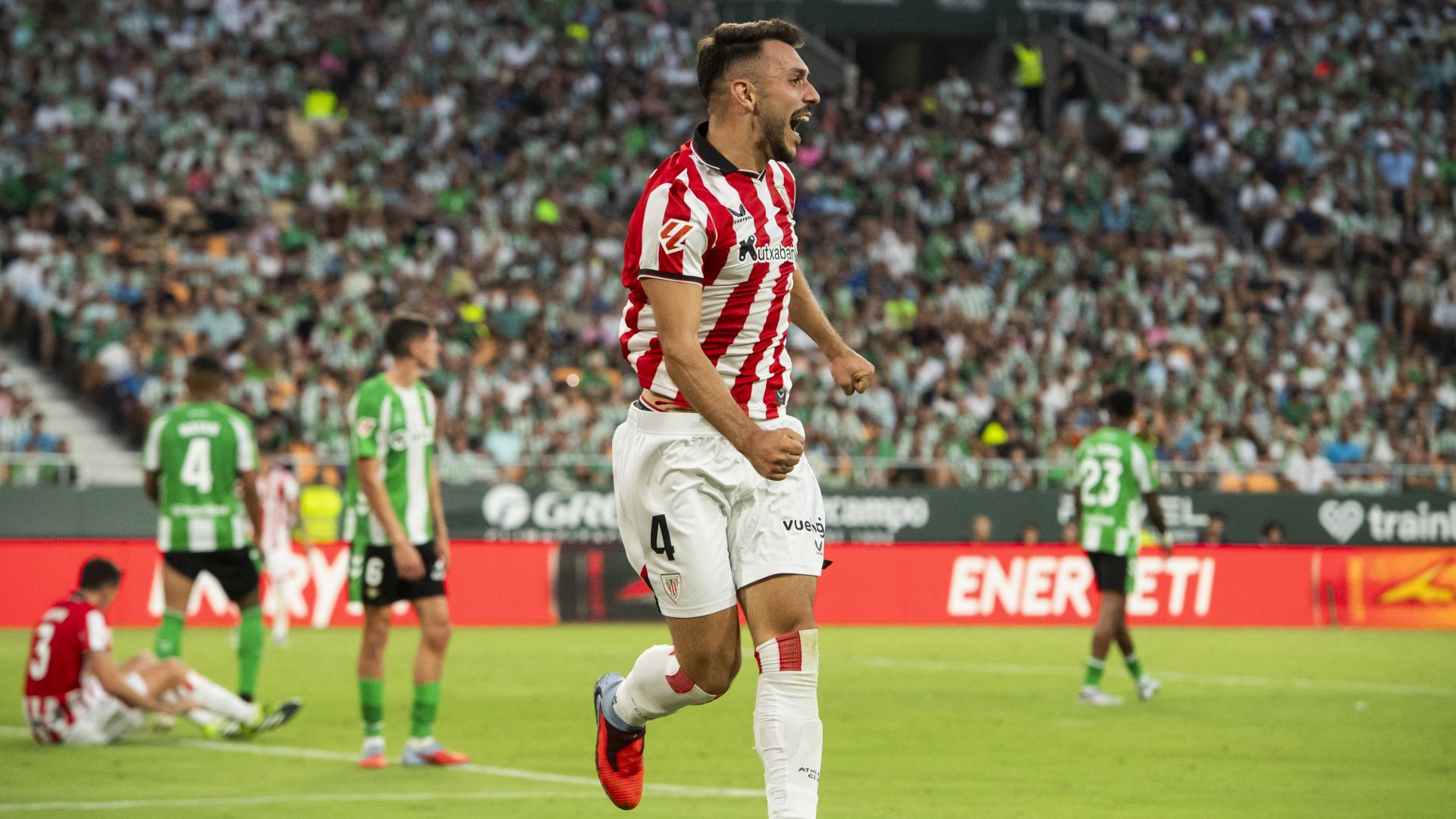 Aitor Paredes celebra su último gol, marcado ante el Betis en La Cartuja. / ATHLETIC CLUB