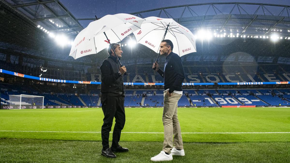 Ernesto Valverde y Sergio Francisco en la previa del derbi / Athletic Club