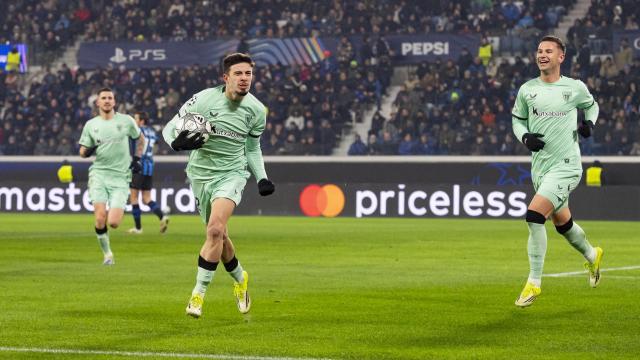 Nico Serrano celebra su gol en Champions League / Athletic Club