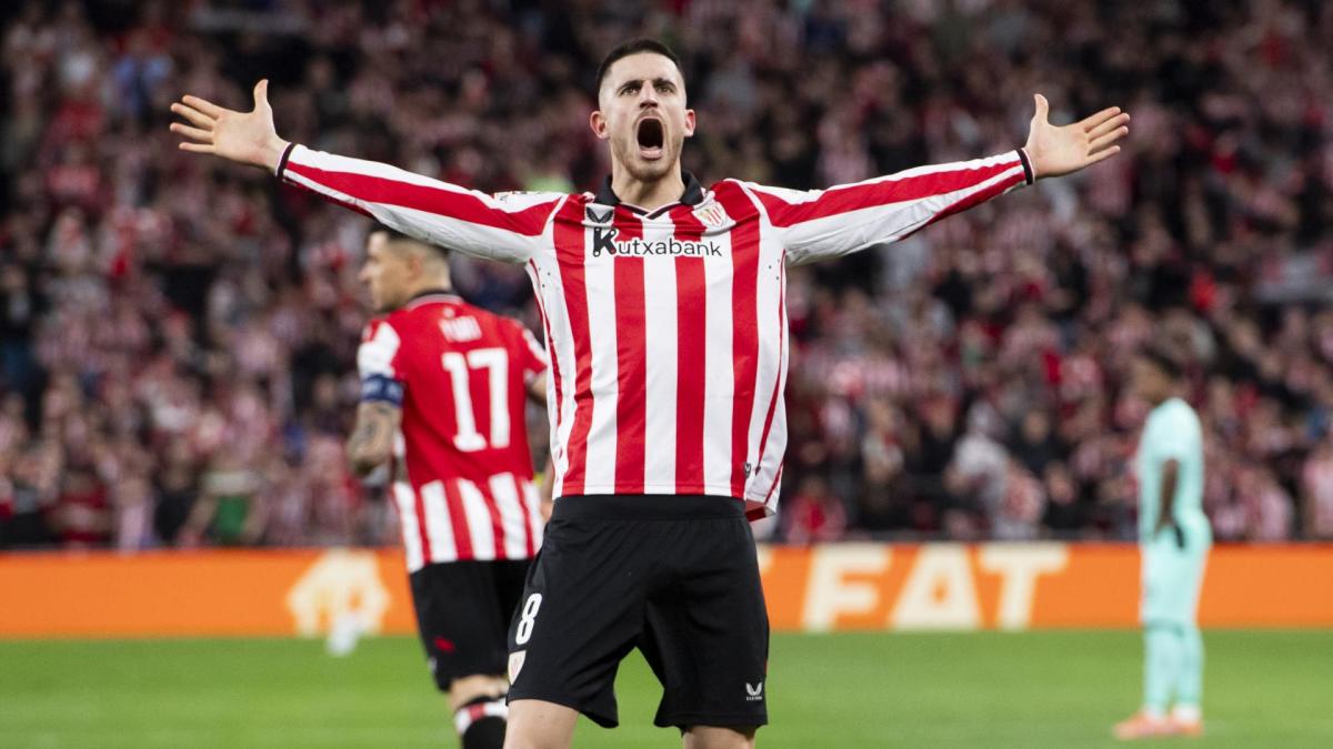 Oihan Sancet celebra su gol en Champions League / Athletic Club