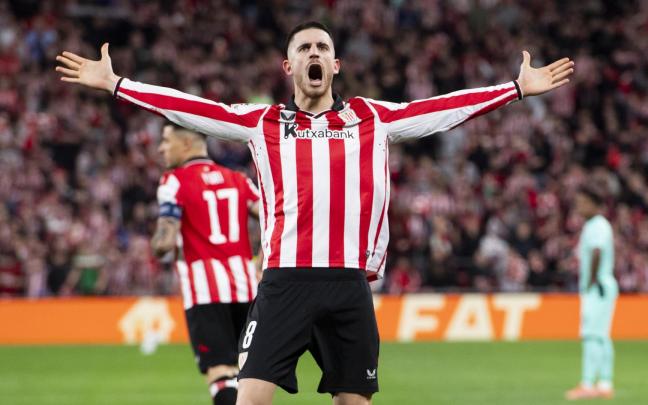 Oihan Sancet celebra su gol en Champions League / Athletic Club