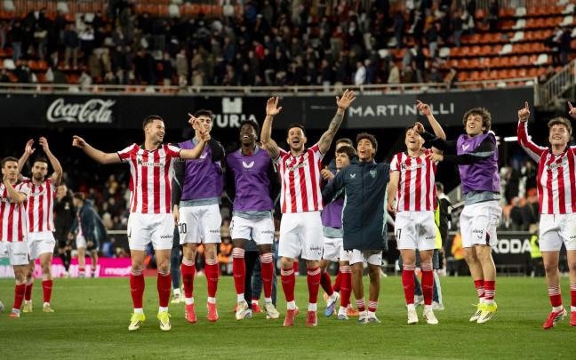 Los jugadores del Athletic celebran el pase a semifinales de Copa / Athletic Club