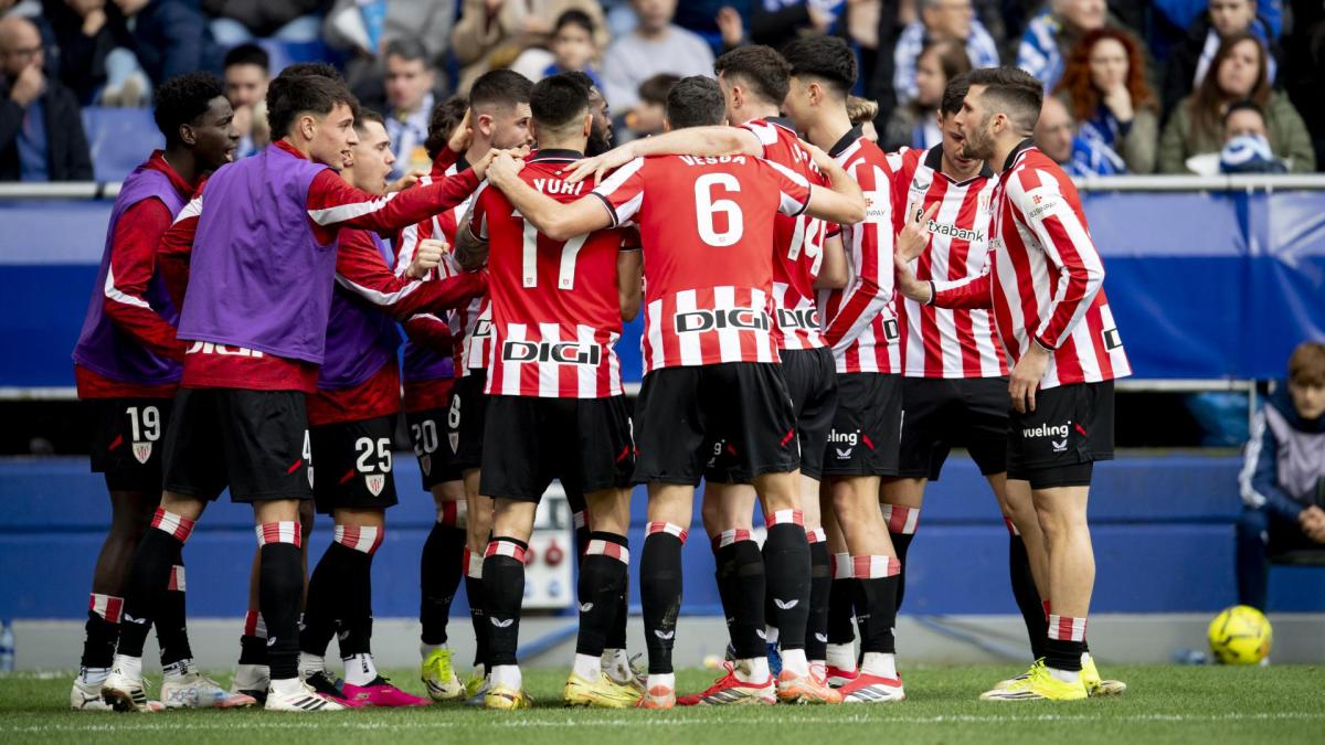 Los jugadores del Athletic celebran el gol de Sancet / Athletic Club
