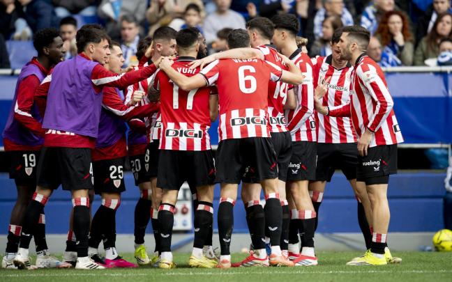 Los jugadores del Athletic celebran el gol de Sancet / Athletic Club