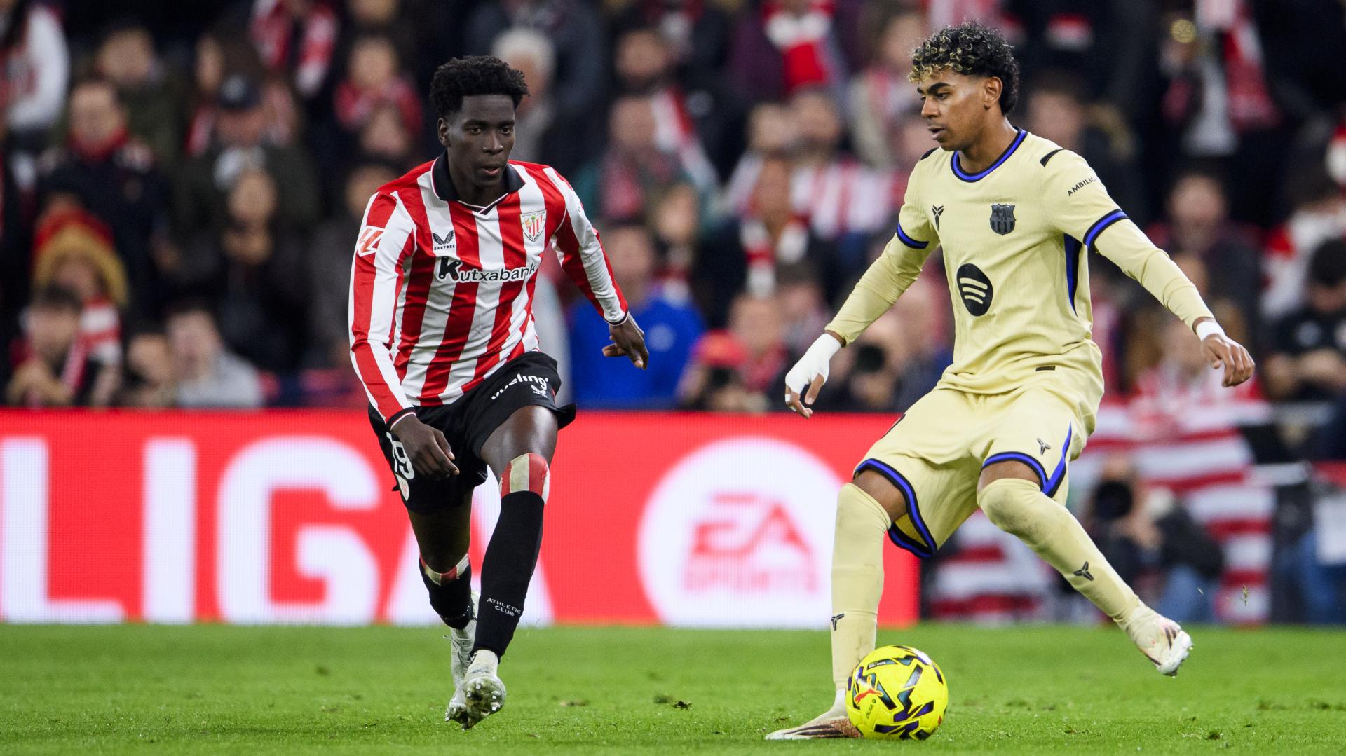 Adama Boiro regresó a la titularidad con la misión de tapar a Manine Yamal. / ATHLETIC CLUB