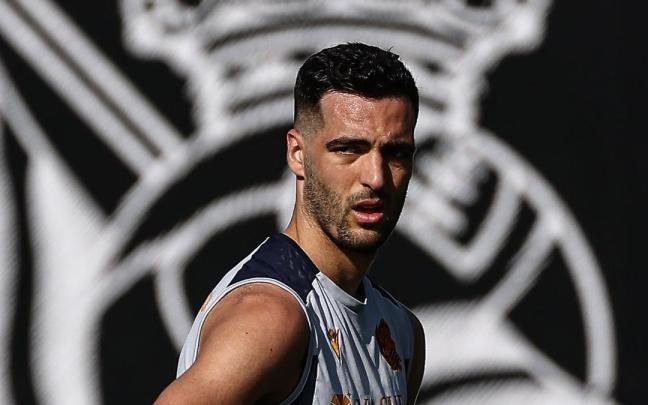 Mikel Merino en un entrenamiento en Zubieta. / R.S.