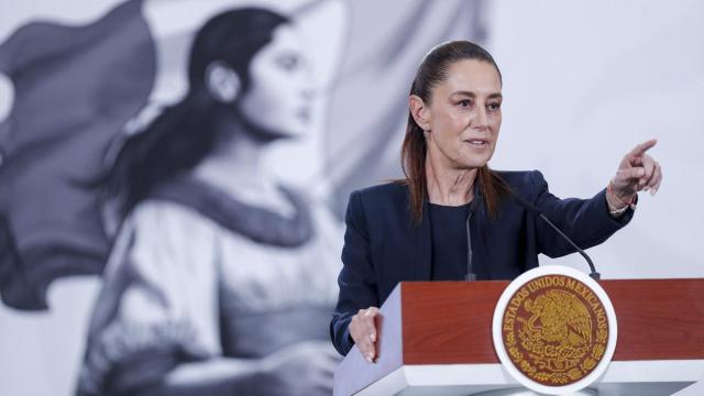 La presidenta de México, Claudia Sheinbaum, en su comparecencia en el Palacio Nacional.