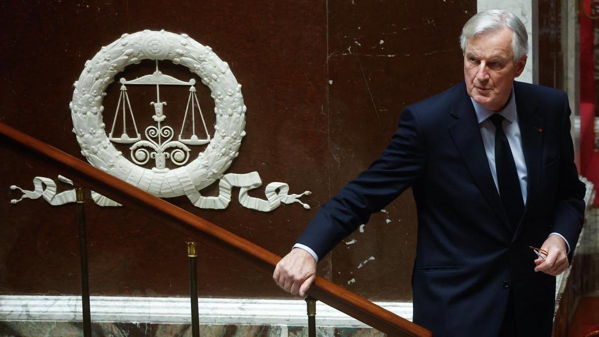 El primer ministro francés, Michel Bernier, en la Asamblea Nacional francesa, en París.