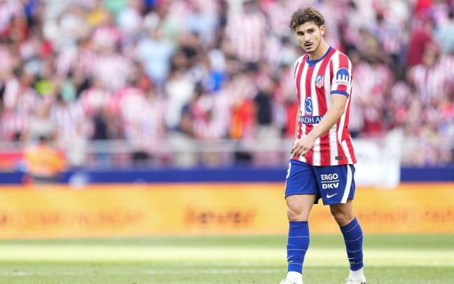 El jugador del Atlético de Madrid, Julián Álvarez, durante el encuentro en que se produjeron las presuntas agresiones