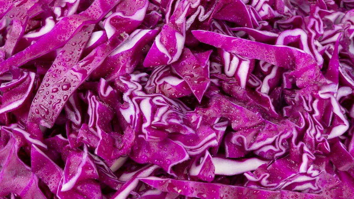 Una lombarda cortada en juliana.