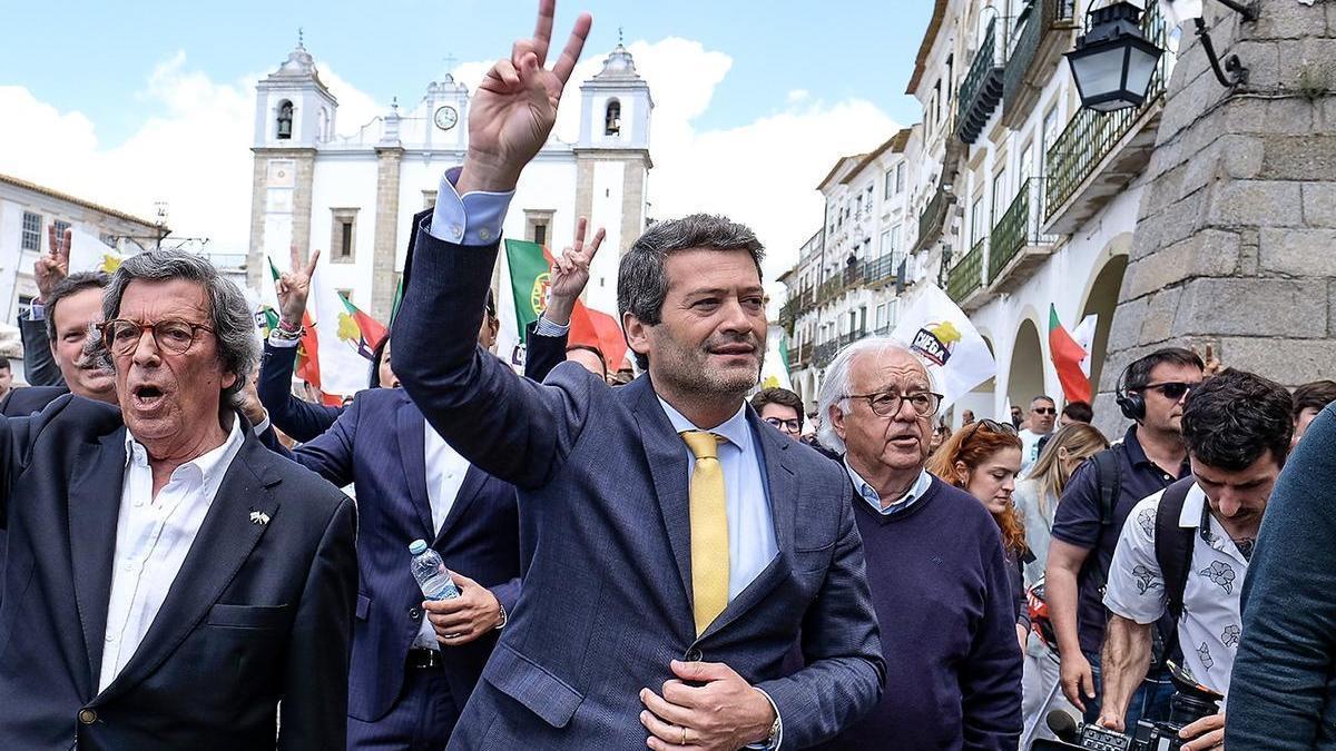 El líder del partido de ultraderecha portugués Chega, André Ventura, en un acto de campaña.