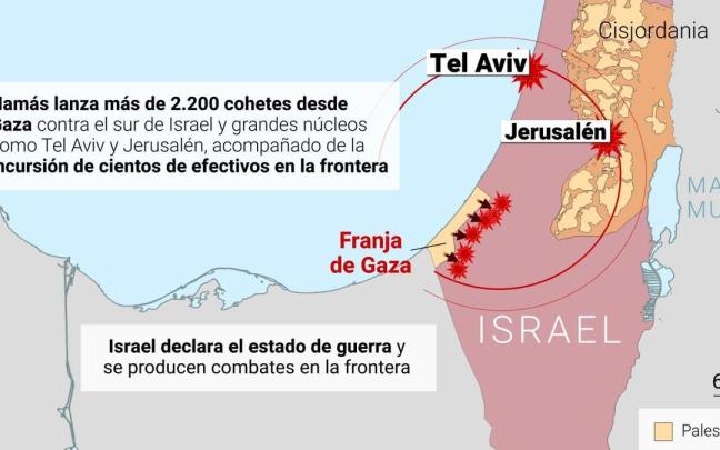 Infografía del ataque del 7 de octubre en la frontera de Gaza con Israel.