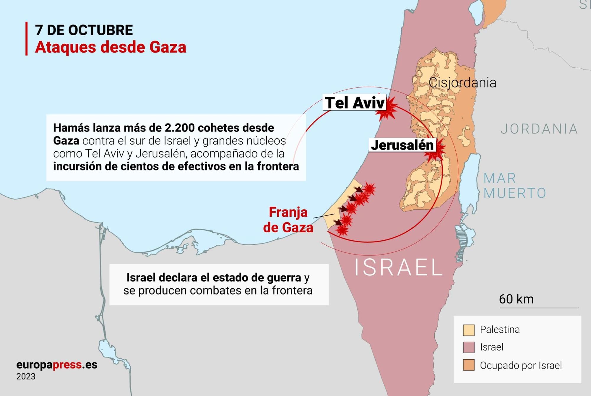 Infografía del ataque del 7 de octubre en la frontera de Gaza con Israel.