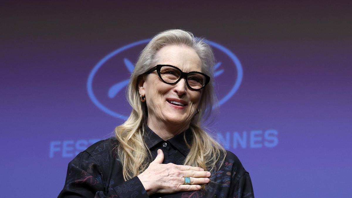 Meryl Streep durante la charla en Cannes con el periodista francés Didier Allouch.