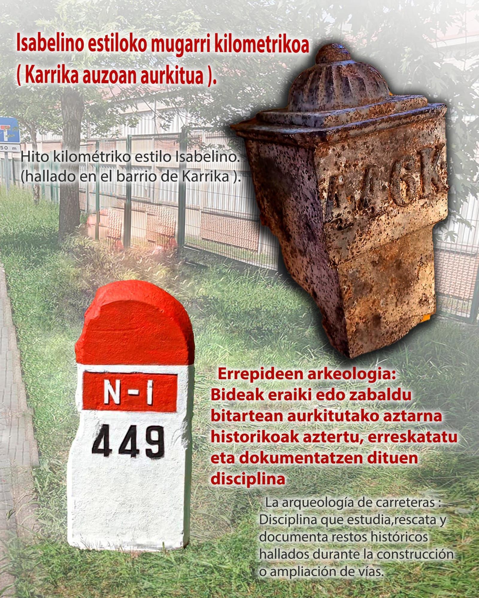 Cartel sobre el mojón isabelino.