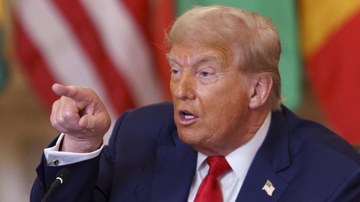 Trump interviene durante su encuentro con los mandatarios de Liberia, Senegal, Mauritania, Guinea-Bissau y Gabón.