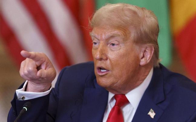 Trump interviene durante su encuentro con los mandatarios de Liberia, Senegal, Mauritania, Guinea-Bissau y Gabón.