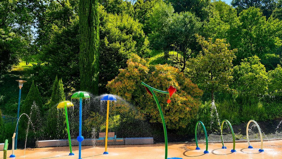 El parque de chorros de agua de Santa Bárbara.