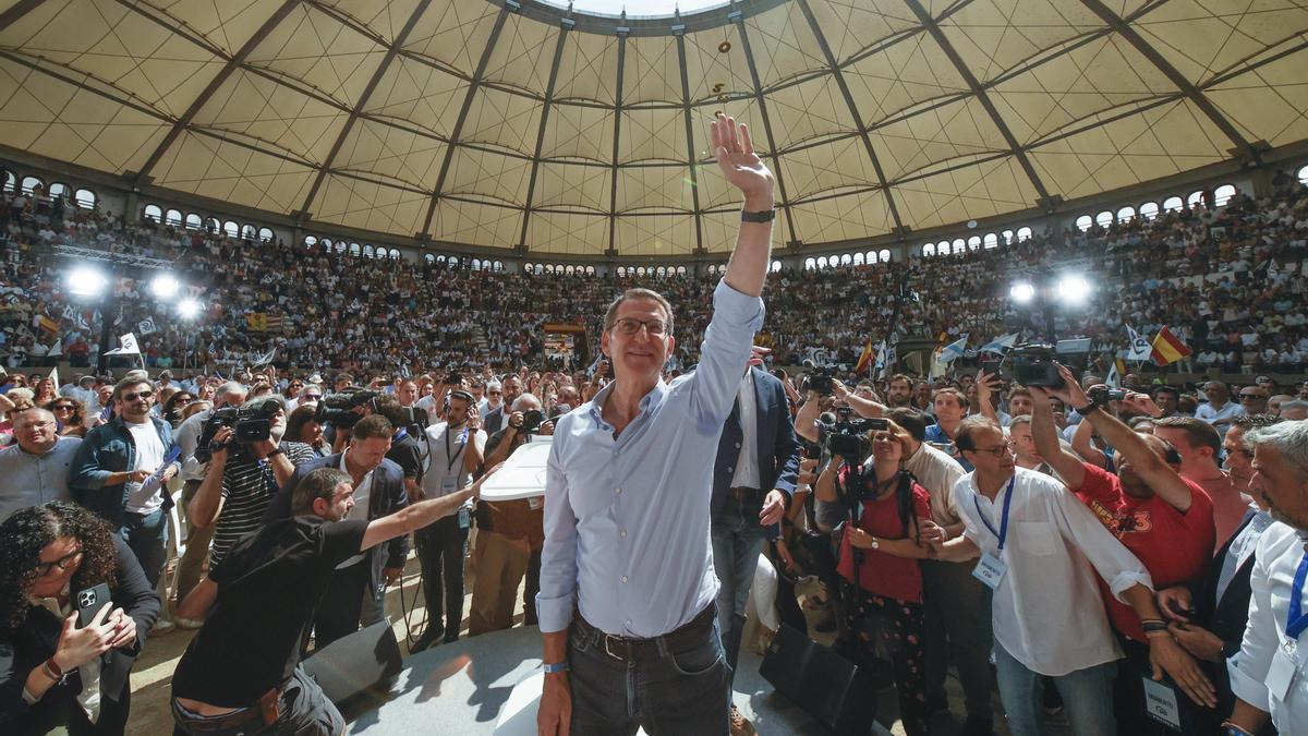 Feijóo, en el acto político que ha celebrado en Pontevedra.