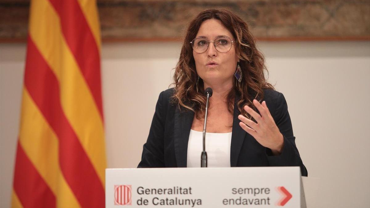 La consellera de Presidencia de la Generalitat, Laura Vilagrà, en rueda de prensa.