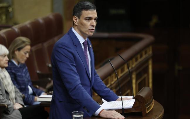 El presidente del Gobierno, Pedro Sánchez, durante una comparecencia en el Congreso.