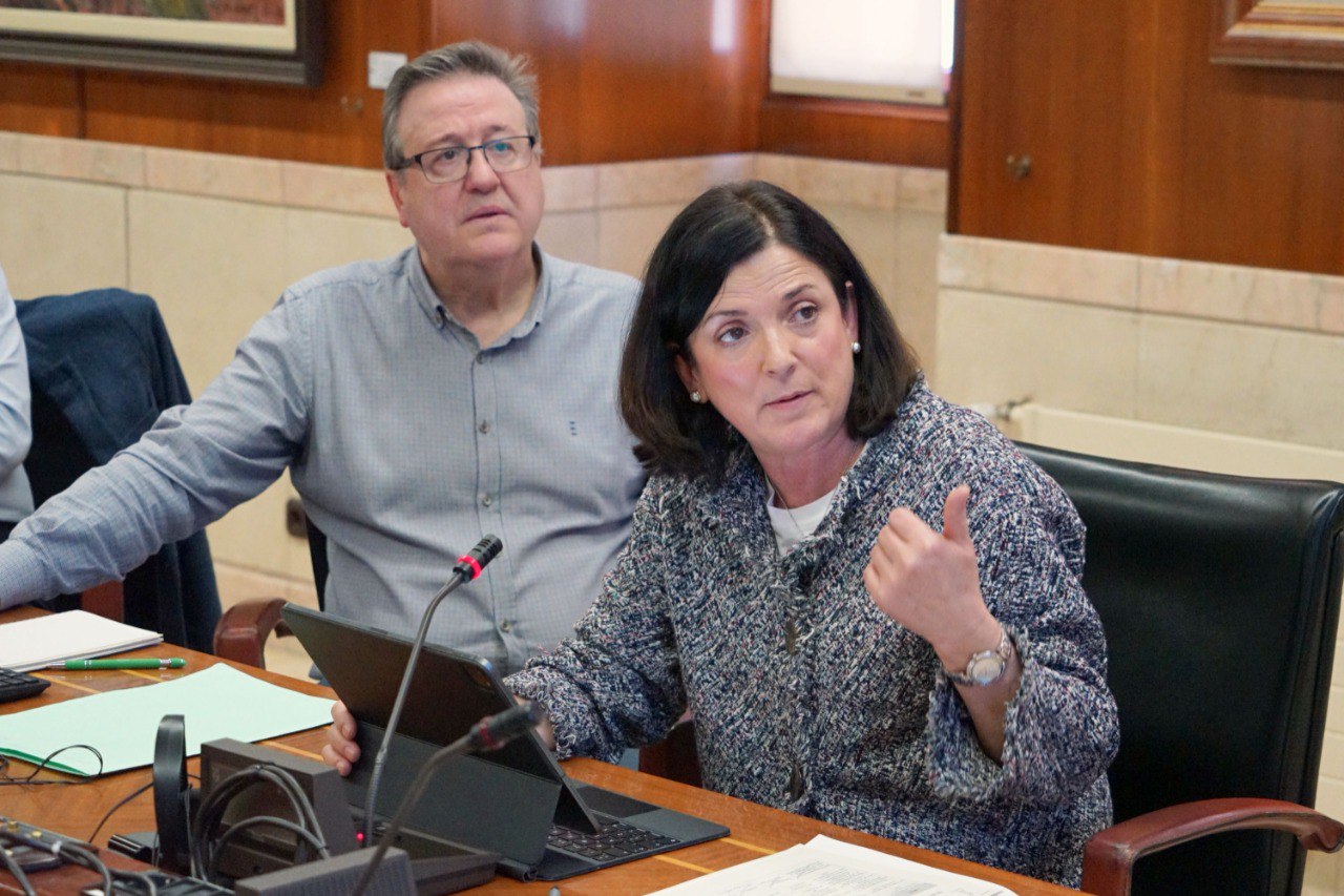 Beatriz Artolazabal, concejala de Espacio Público y Barrios, durante su comparecencia en comisión. Foto: Ayuntamiento de Gasteiz