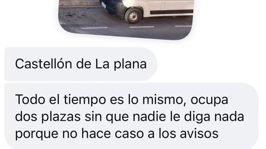 La queja de una furgoneta que ocupa dos plazas