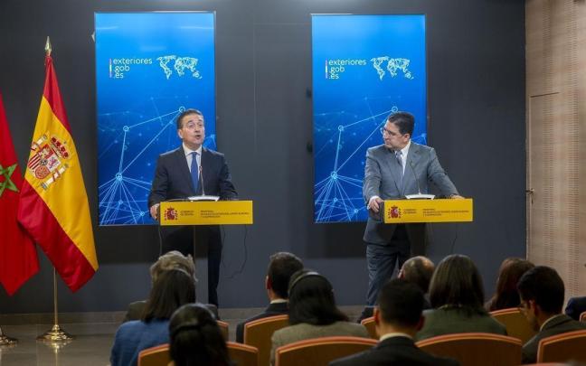 El ministro español de Asuntos Exteriores, José Manuel Albares, y su homólogo marroquí, Nasser Bourita. / EP El ministro español de Asuntos Exteriores, José Manuel Albares, y su homólogo marroquí, Nasser Bourita.