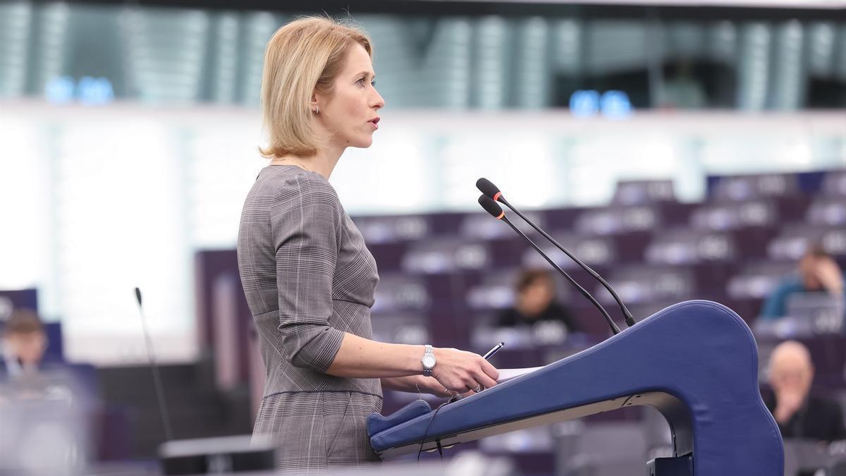 La alta representante de la Unión Europea para Asuntos Exteriores, Kaja Kallas, en el Parlamento Europeo.