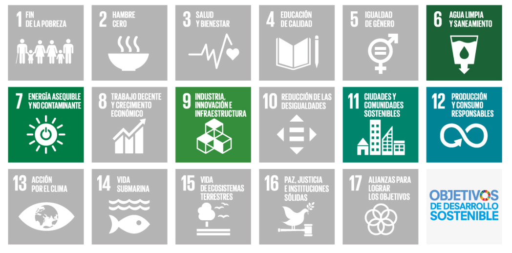 En color, los Objetivos de Desarrollo Sostenible en los que influye Berdeago Azoka.