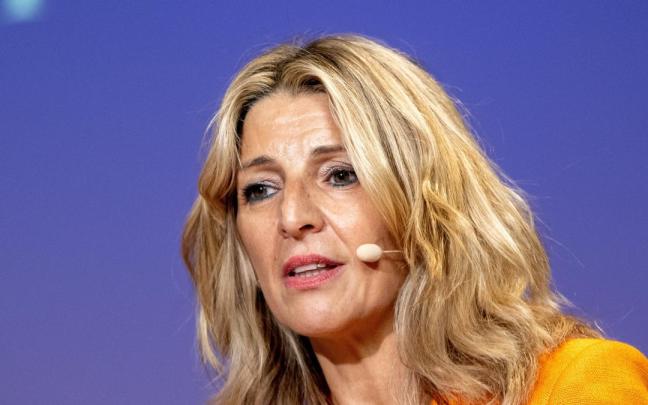 Yolanda Díaz durante su participación en un foro este viernes en Barcelona.