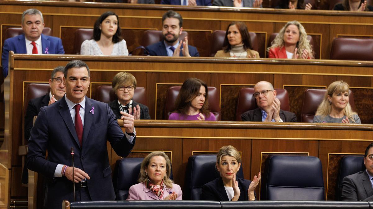 Pedro Sánchez, durante su intervención en el Congreso.