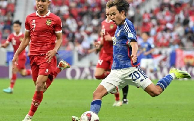 Take Kubo, durante el partido de este miércoles contra Indonesia