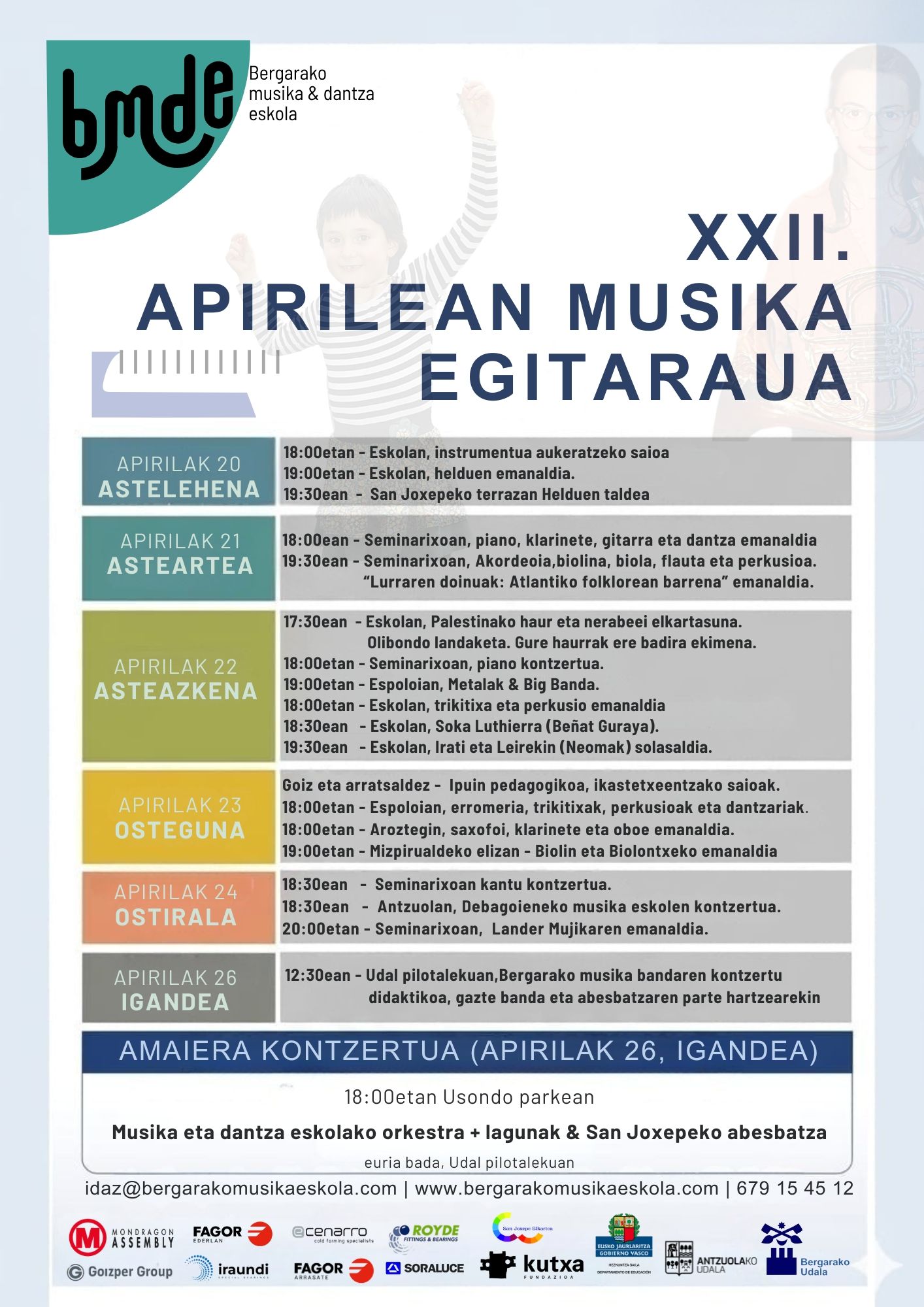 Programación completa de 'Apirilean Musika'.