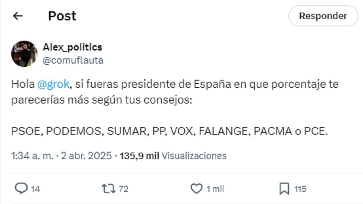 La pregunta del usuario.