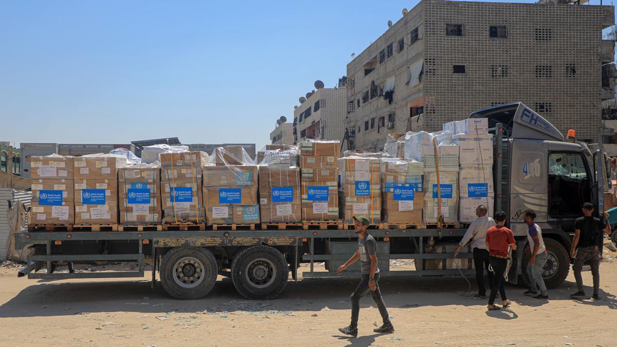 Un camión con ayuda humanitaria.