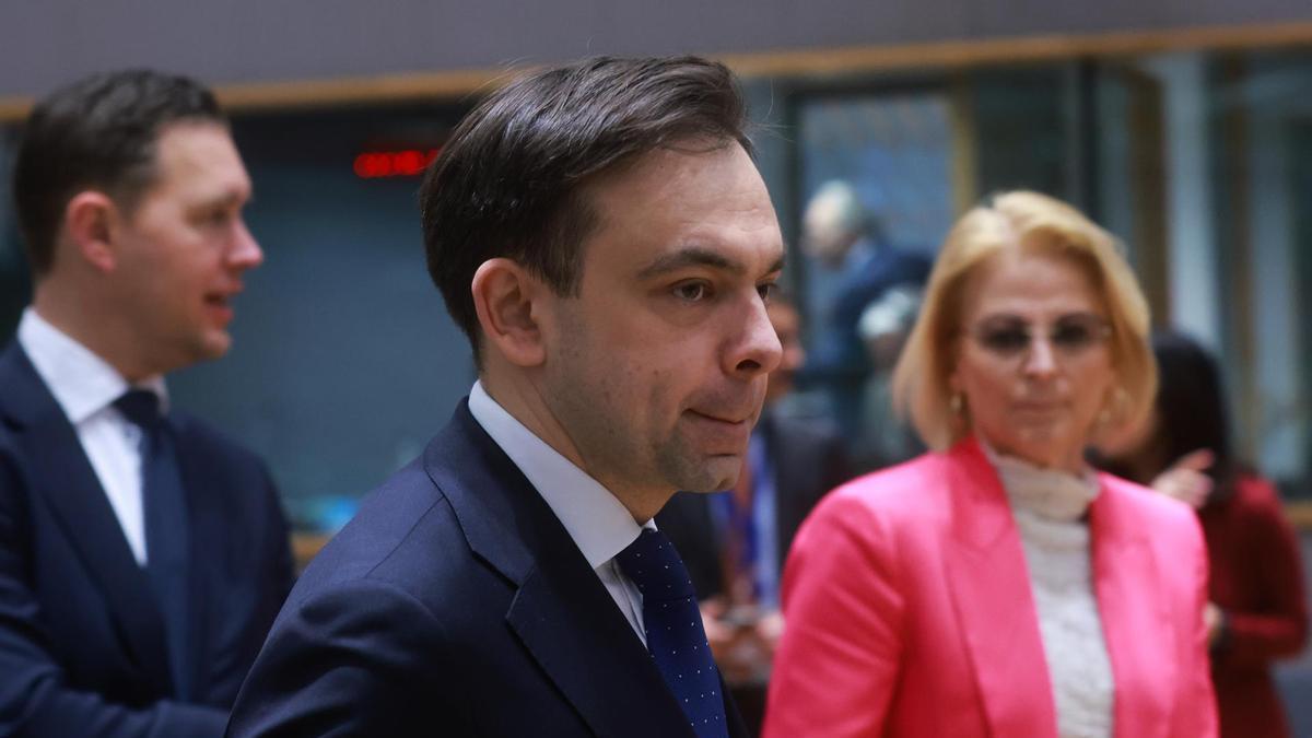 El ministro de Finanzas de Polonia, Andrzej Domański, en el encuentro de ministros de la UE.