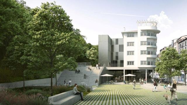 Recreación del aspecto final del edificio de Hijos de Gabilondo y la zona anexa una vez que las obras estén finalizadas.