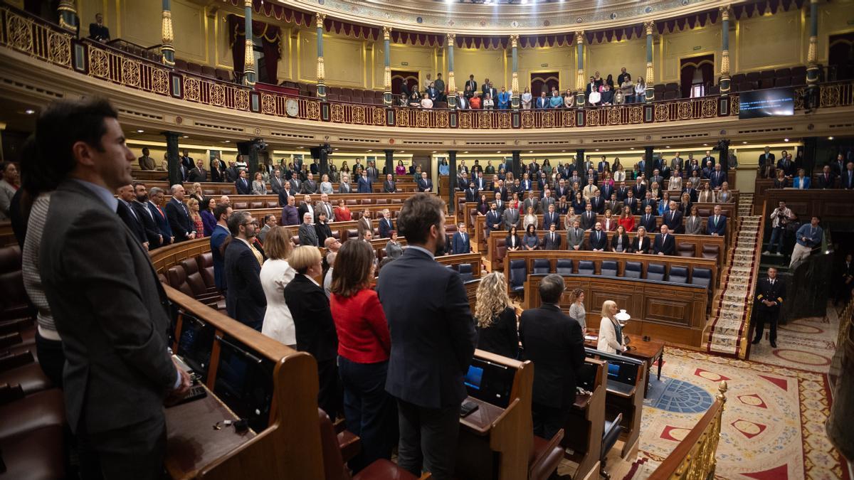 Minuto de silencio en el pleno del Congreso de los Diputados.